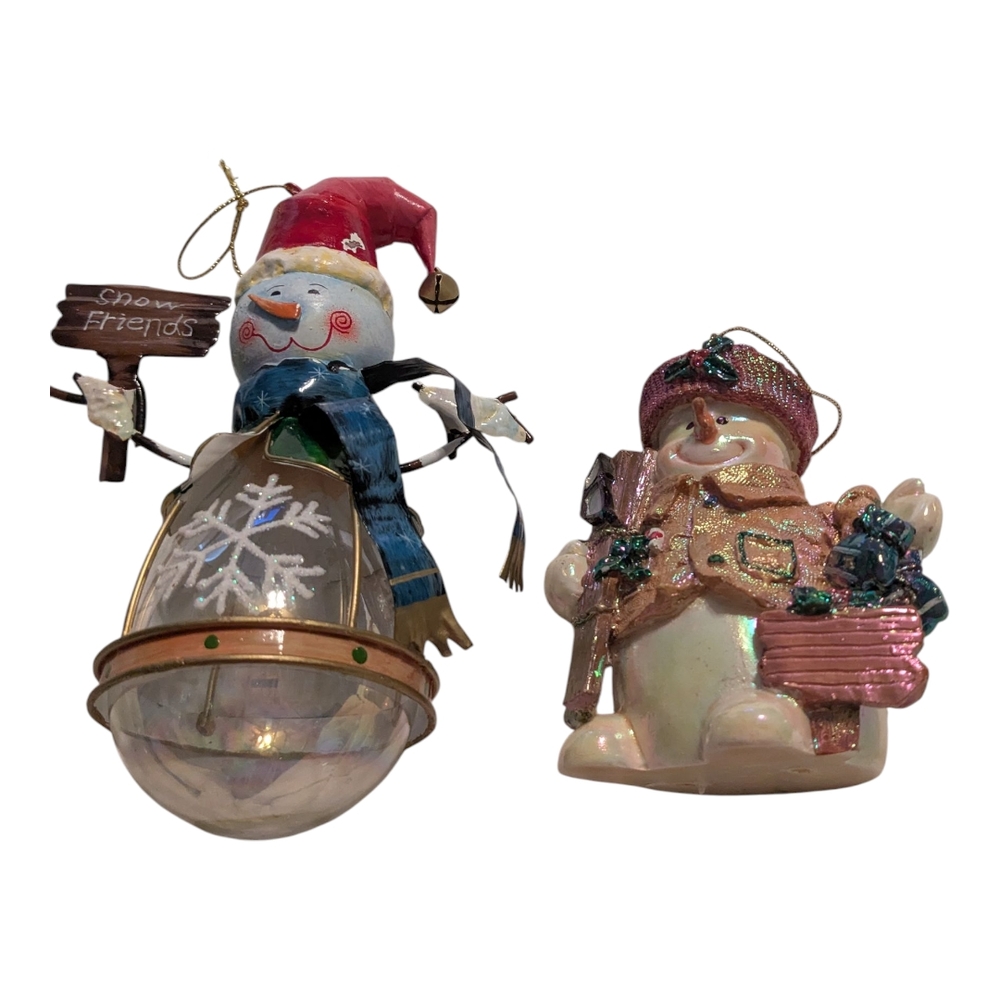 Festive Snowman Holiday Ornaments - Multicolor EUC